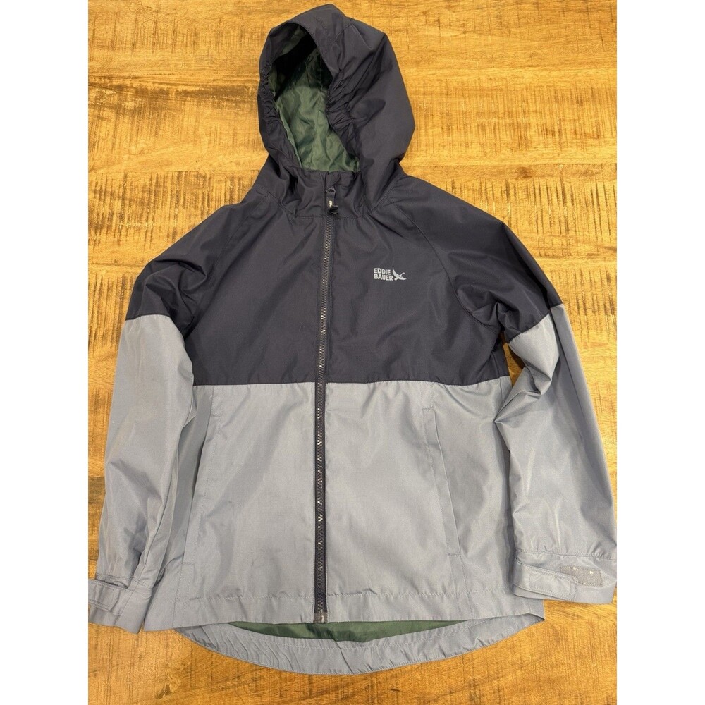 Eddie Bauer Kids Blue Windbreaker Hood Zip Up Jacket Size Small 7/8